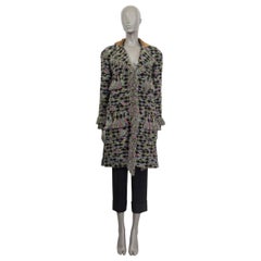 CHANEL black & multicolor 2015 SALZBURG FRINGED KNIT Coat Jacket 38 S