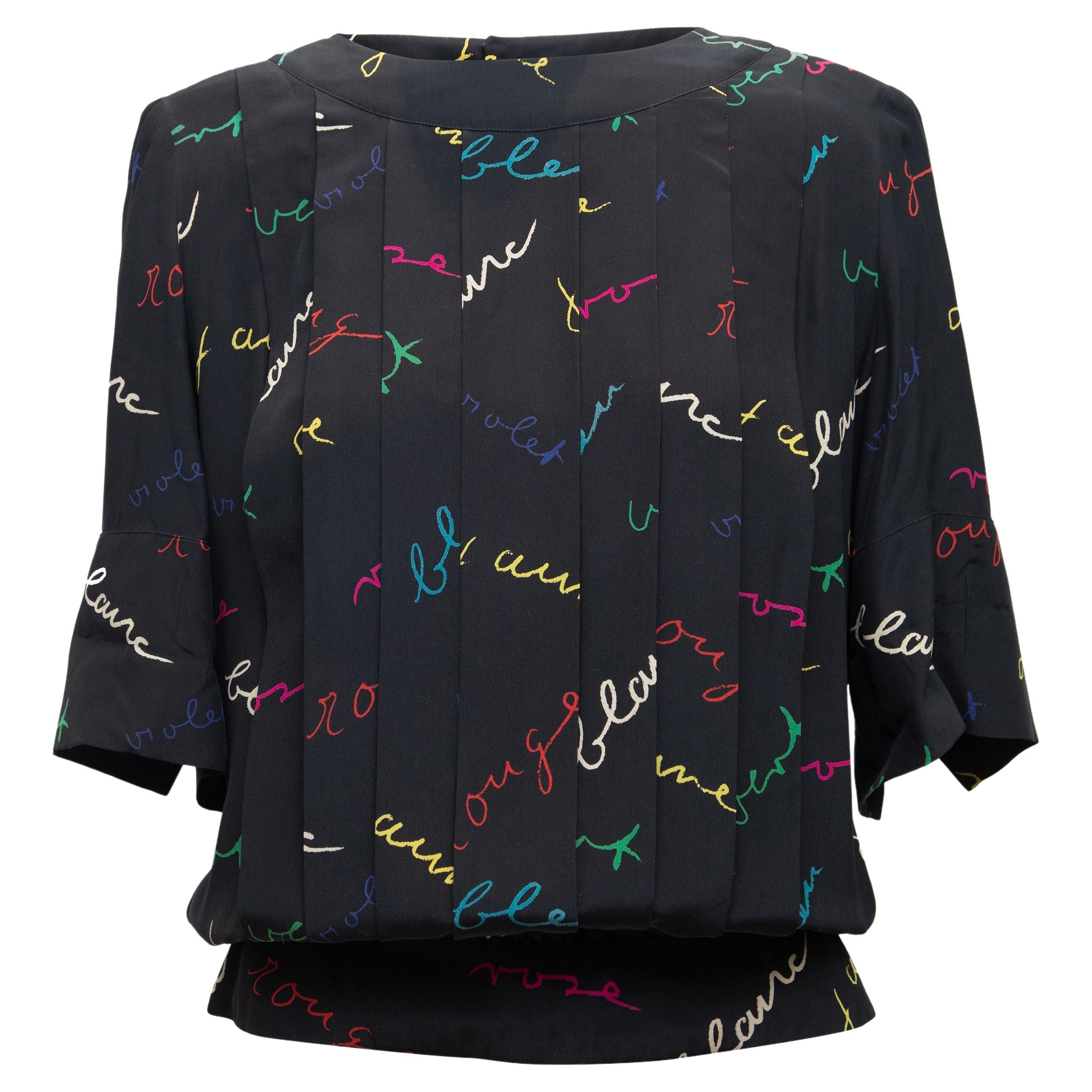 Multicolor Boutique Silk Cursive Print 