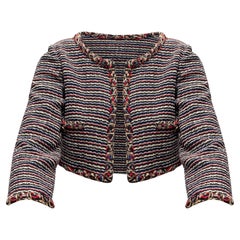 Chanel Black & Multicolor Cropped Tweed Jacket