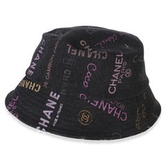 Chanel Black Multicolor Denim Mood Cloche Bucket Hat M