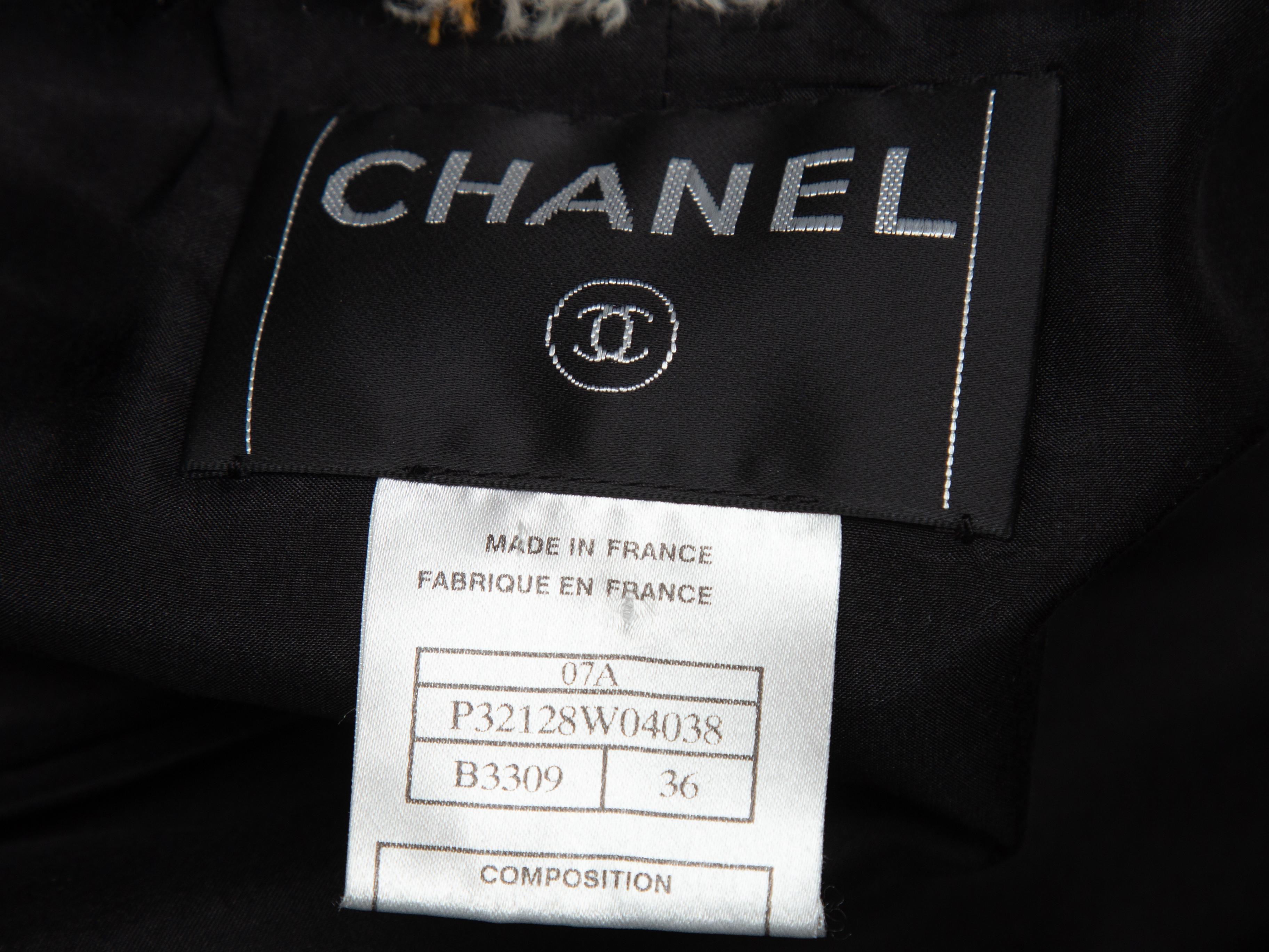  Chanel Black & Multicolor Fall 2007 Leather & Tweed Jacket 1