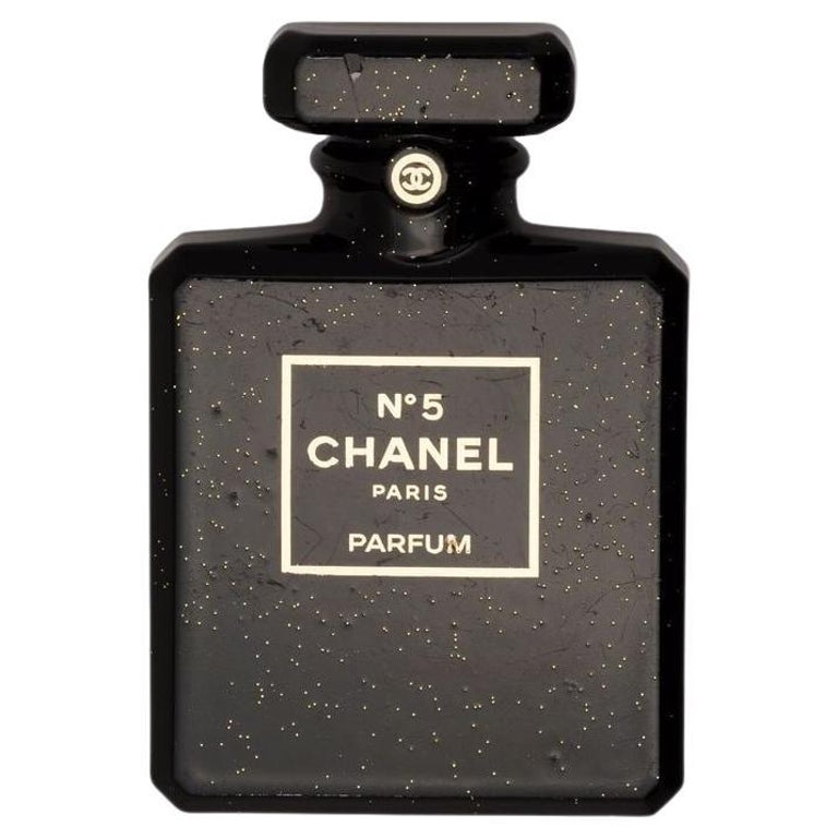 Chanel Black N 5 Perfume Bottle Brooch For Sale at 1stDibs
