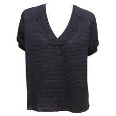 Chanel Black 
Navy Blue Striped Blouse