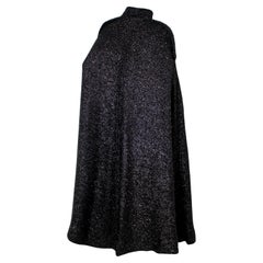 Chanel Black & Navy Metallic Wool Blend Cape 2019