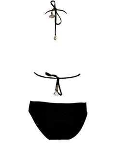 UNWORN Chanel Black Neckholder Swimsuit with Coco No 5 Logo Coin Details 36