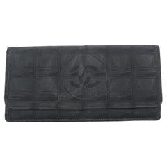 Chanel Black New Line Long Flap Wallet 0CCS45