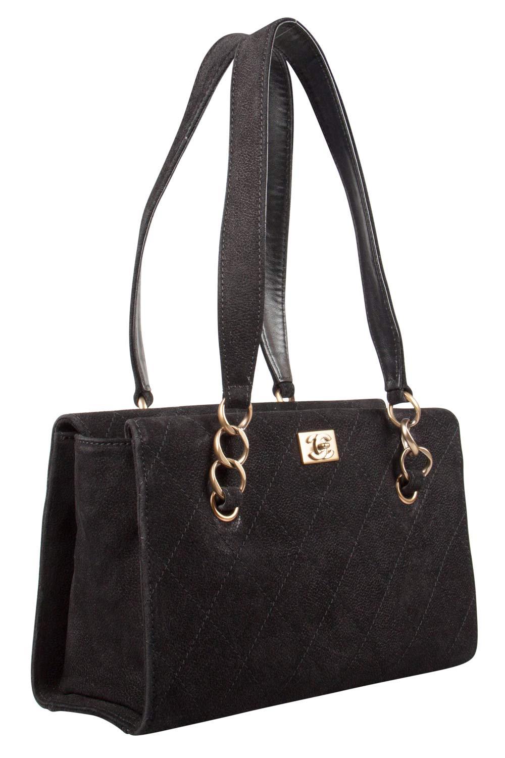 Chanel Black Nubuck Leather Chain Shoulder Bag In Good Condition In Dubai, Al Qouz 2