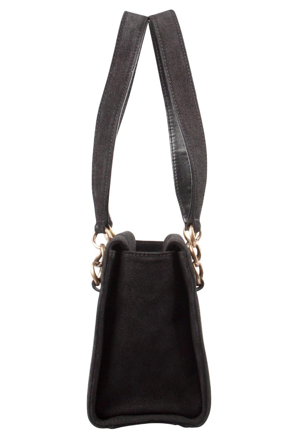 Women's Chanel Black Nubuck Leather Chain Shoulder Bag