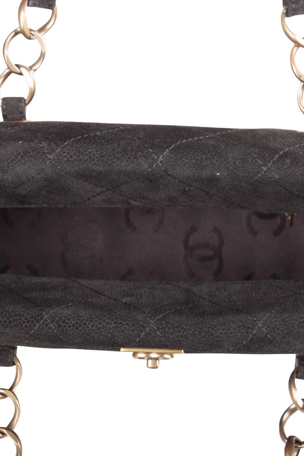 Chanel Black Nubuck Leather Chain Shoulder Bag 3