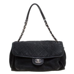 Chanel Black Nubuck Leather Natural Beauty Flap Bag