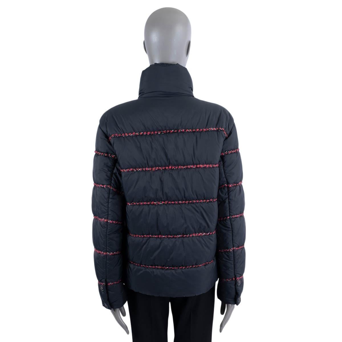 CHANEL black nylon 2018 18K CHAIN TRIM Jacket 38 S For Sale 1