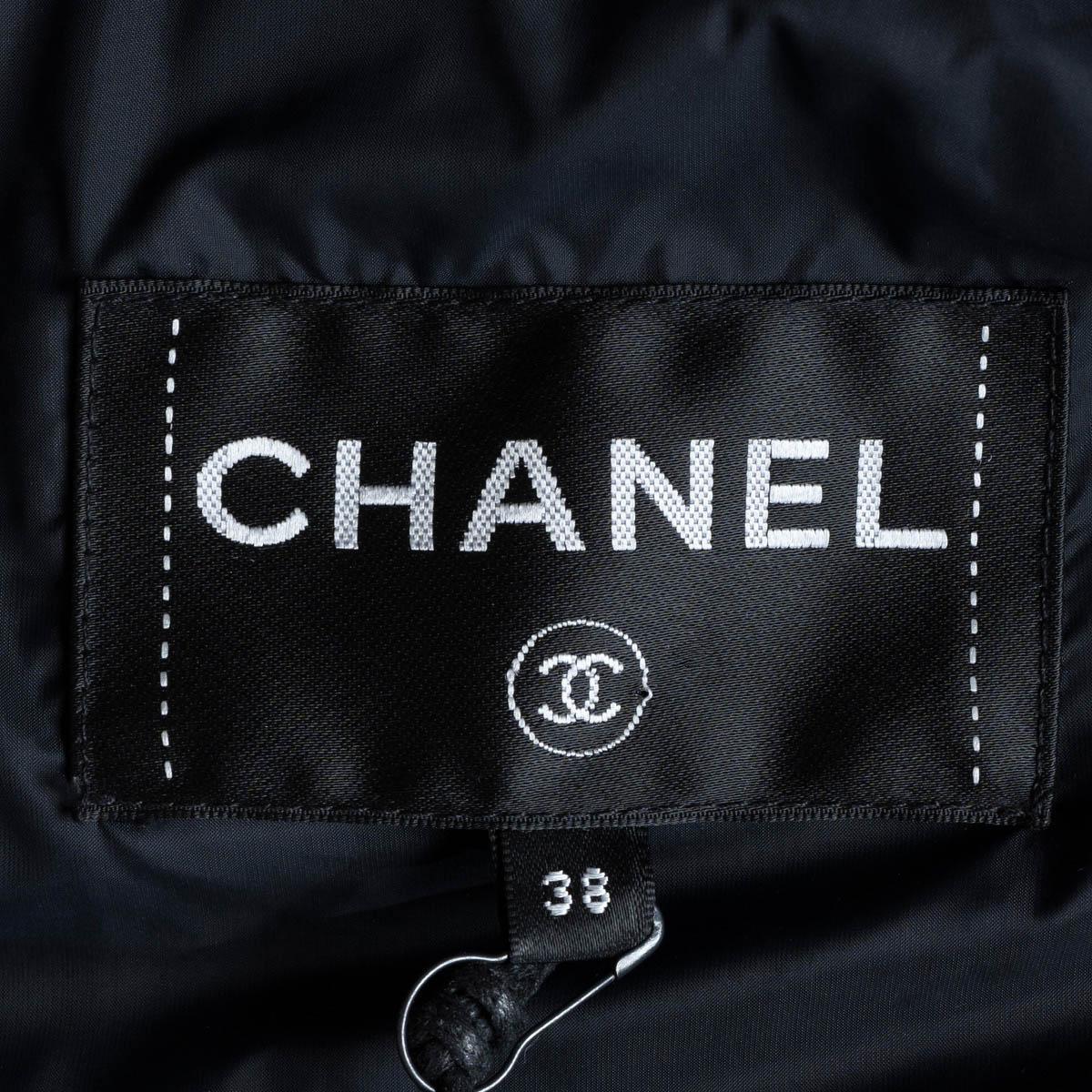 CHANEL black nylon 2018 18K CHAIN TRIM Jacket 38 S For Sale 4