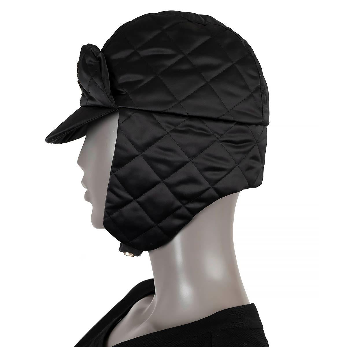 Women's CHANEL black nylon 2019 COCO NEIGE SNOWFLAKE Trapper Hat S For Sale
