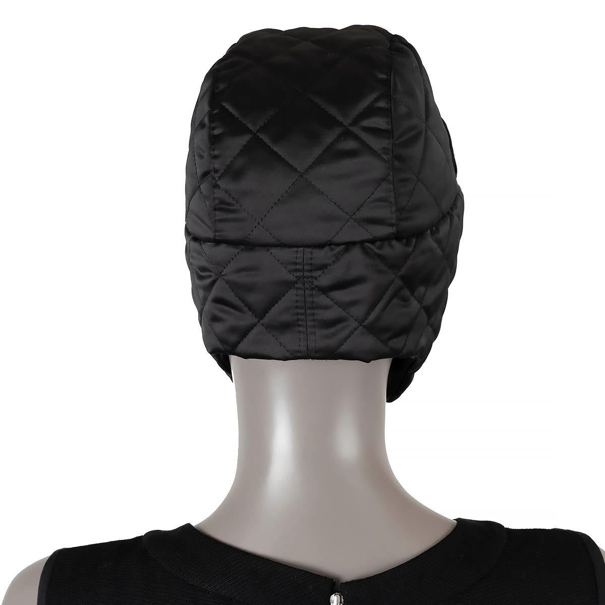 CHANEL black nylon 2019 COCO NEIGE SNOWFLAKE Trapper Hat S For Sale 1