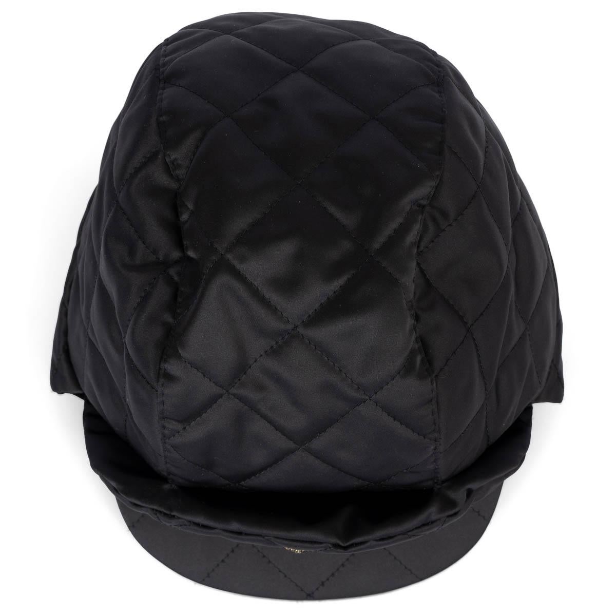 CHANEL black nylon 2019 COCO NEIGE SNOWFLAKE Trapper Hat S For Sale 4