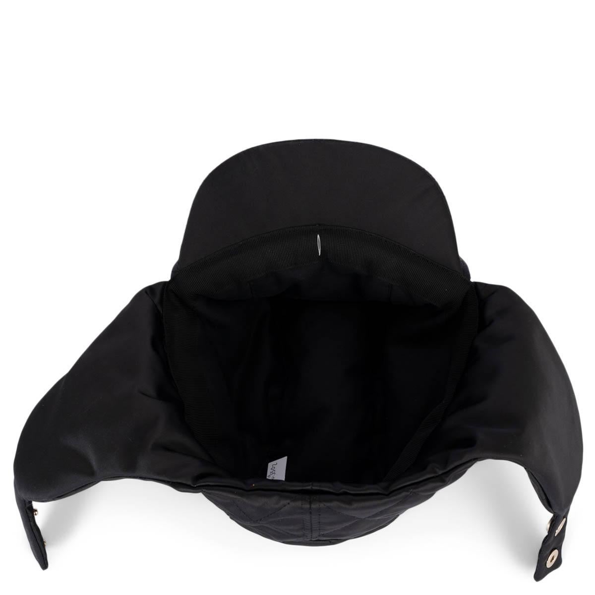 CHANEL black nylon 2019 COCO NEIGE SNOWFLAKE Trapper Hat S For Sale 5