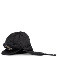 CHANEL black nylon 2019 COCO NEIGE SNOWFLAKE Trapper Hat S