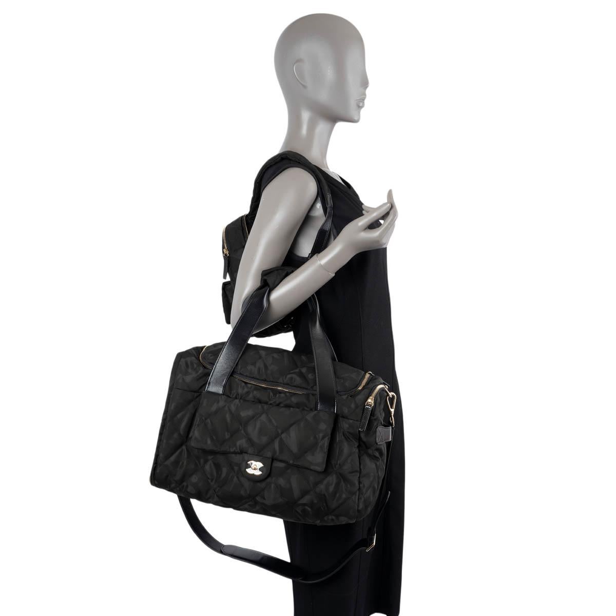 CHANEL black nylon 2022 22N COCO NEIGE LOGO TWO-IN-ONE Duffle & Backpack Bag 7