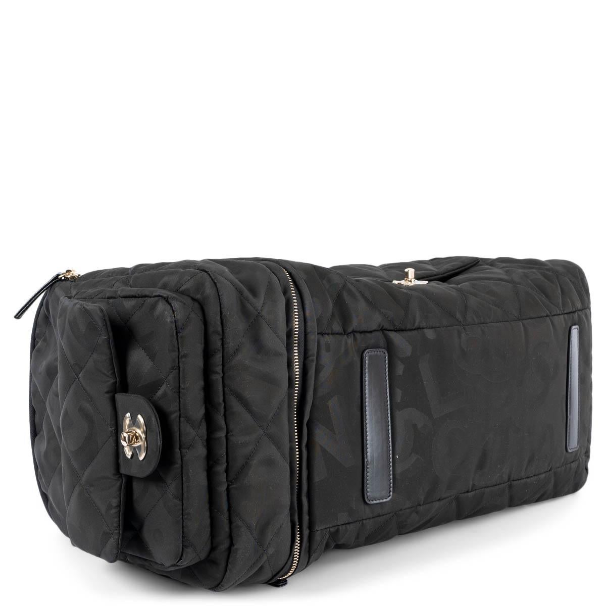 Black CHANEL black nylon 2022 22N COCO NEIGE LOGO TWO-IN-ONE Duffle & Backpack Bag