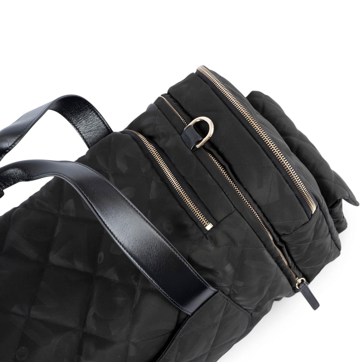 Women's CHANEL black nylon 2022 22N COCO NEIGE LOGO TWO-IN-ONE Duffle & Backpack Bag