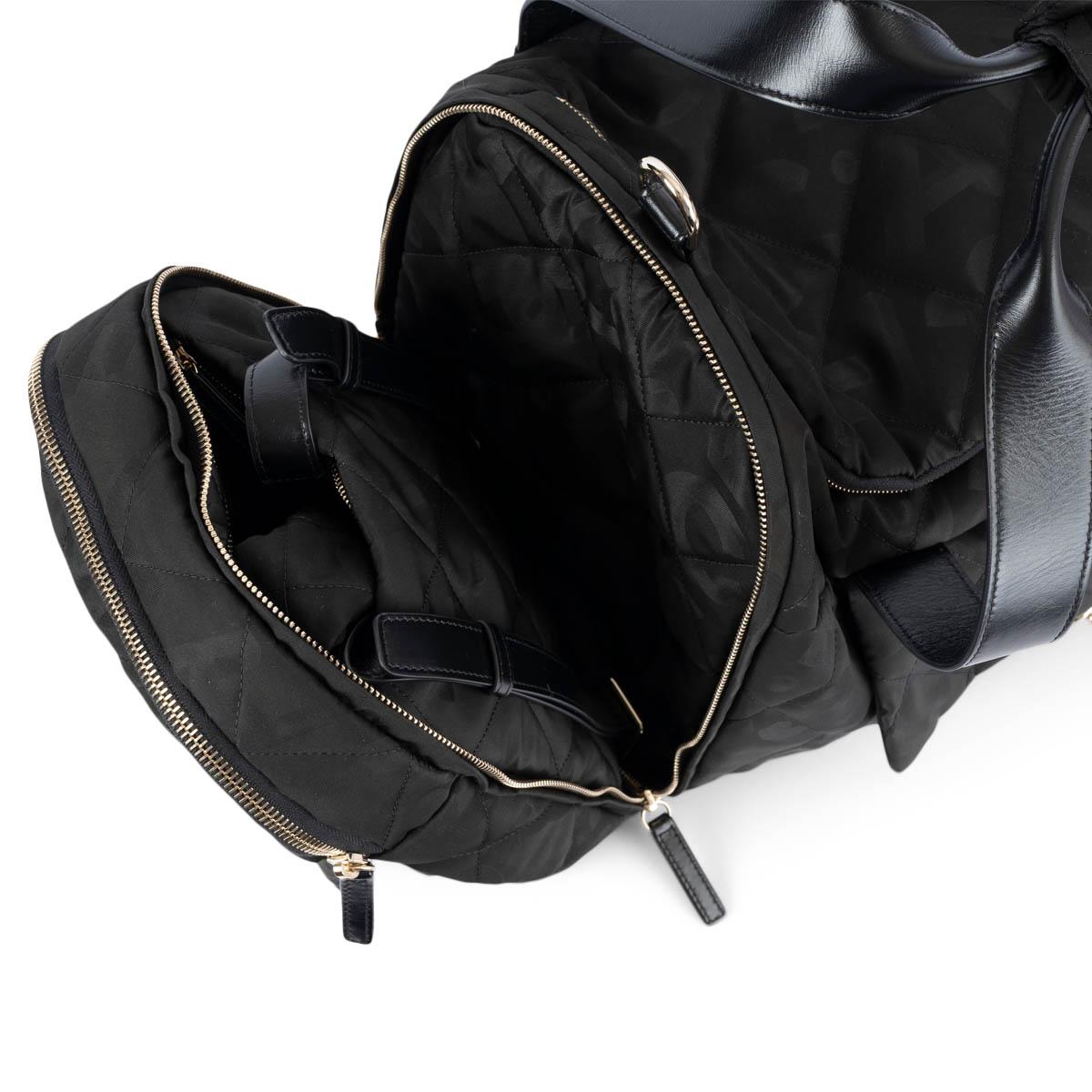CHANEL black nylon 2022 22N COCO NEIGE LOGO TWO-IN-ONE Duffle & Backpack Bag 1