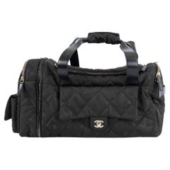 CHANEL black nylon 2022 22N COCO NEIGE LOGO TWO-IN-ONE Duffle & Backpack Bag