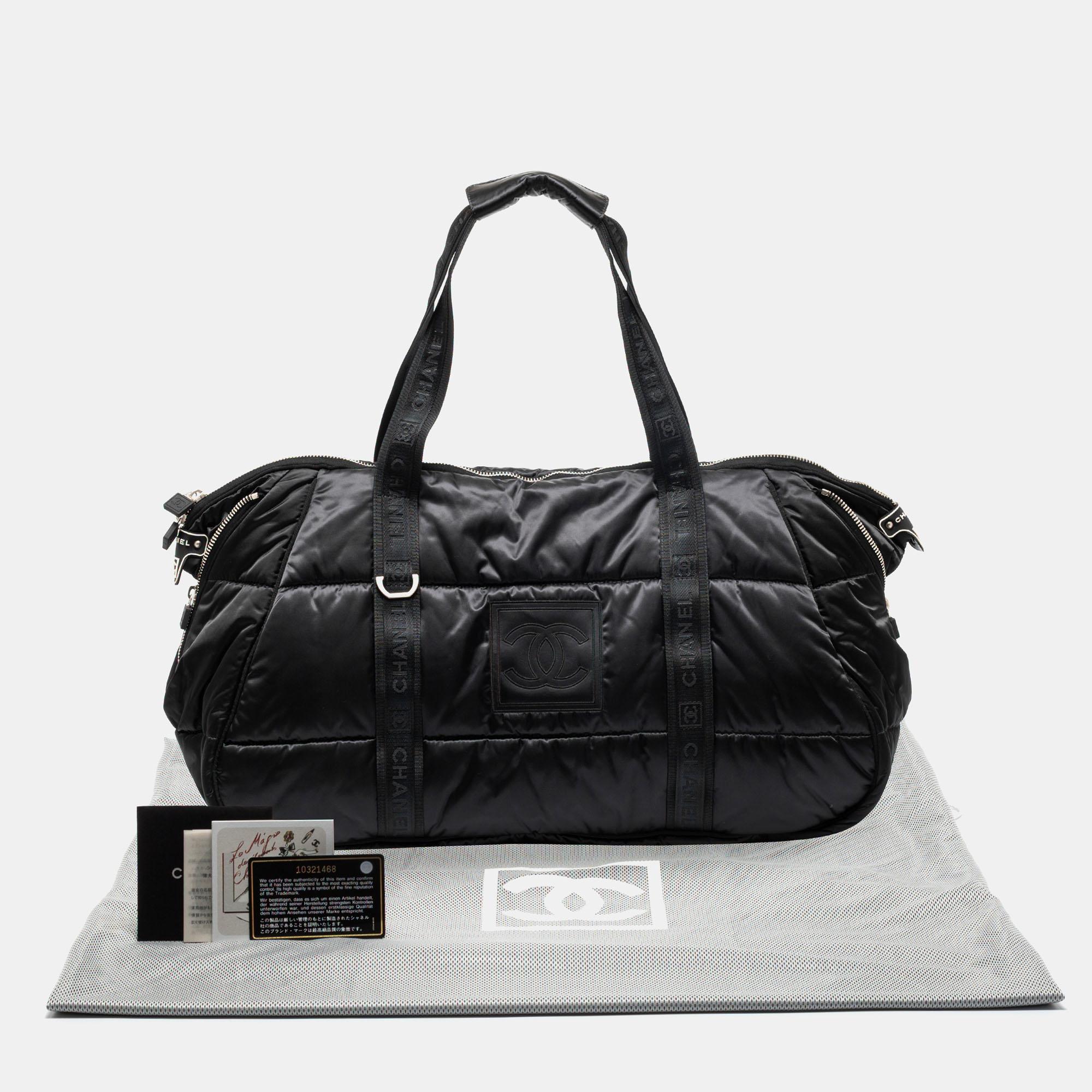 Chanel Black Nylon CC Sport Ligne Duffle Bag 9