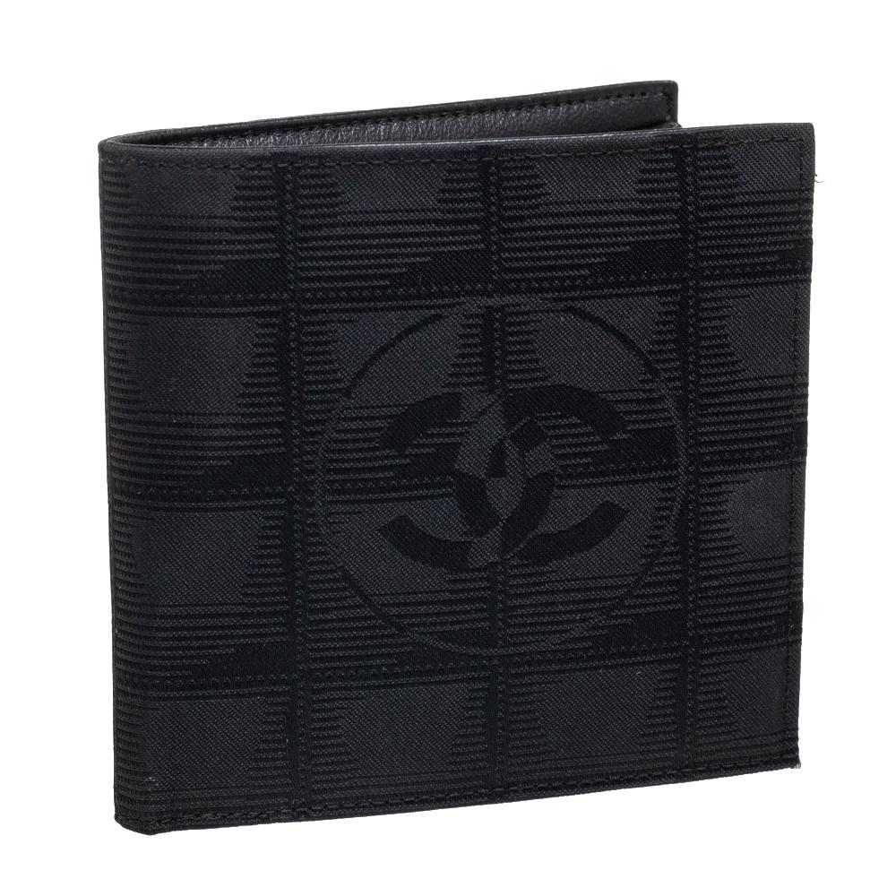 Men's Chanel Black Nylon CC Travel Line Bifold Compact Wallet