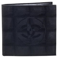 Chanel Schwarz Nylon CC Travel Line Bifold kompakte Brieftasche