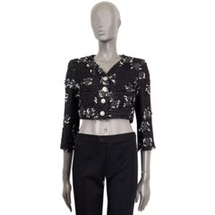 CHANEL black nylon Cropped Jacket 36 XS