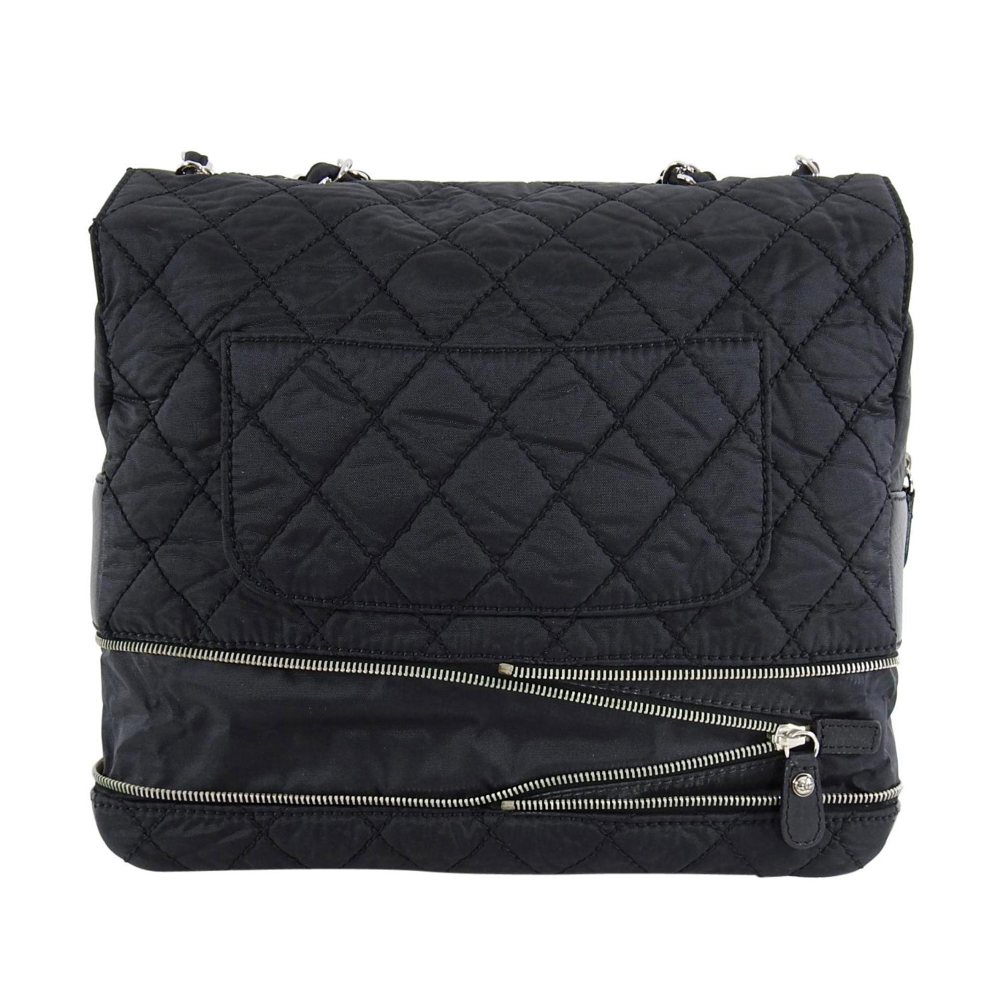 Chanel Black Nylon Matelasse Chain Flap Shoulder Bag For Sale 7