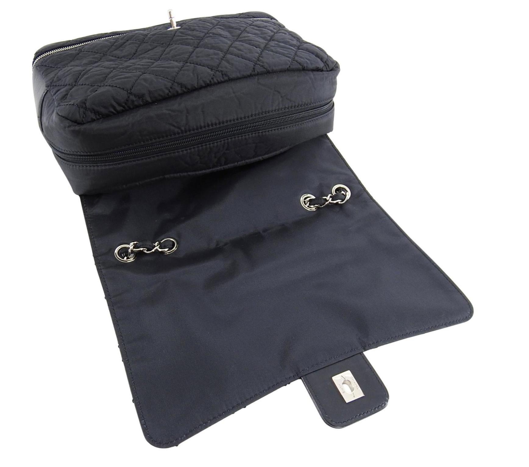 Chanel Black Nylon Matelasse Chain Flap Shoulder Bag For Sale 9