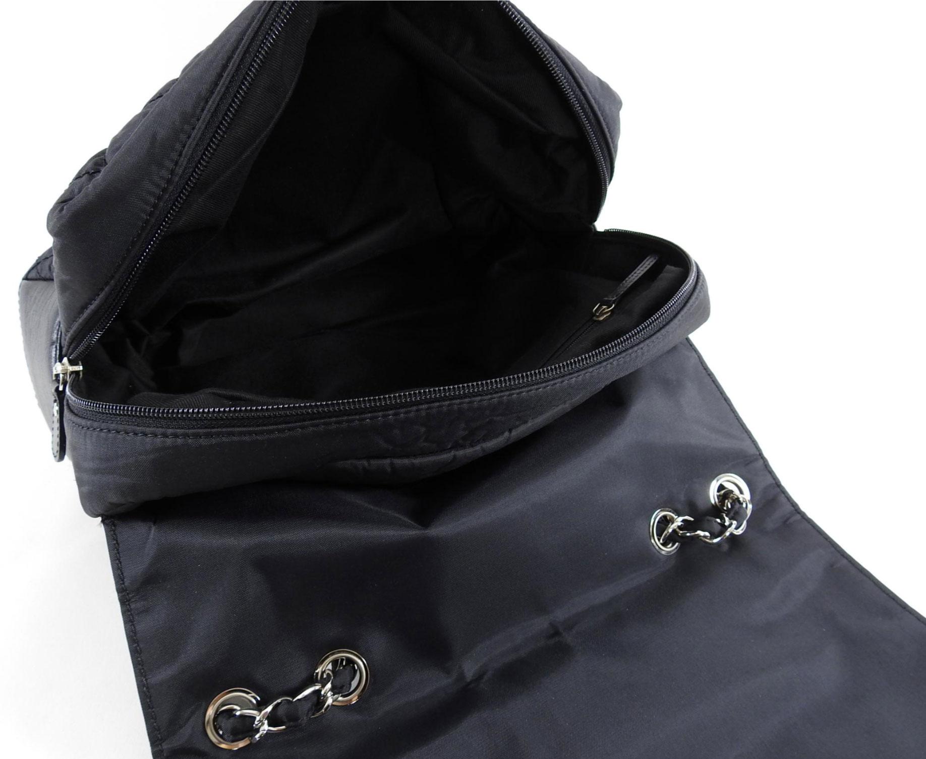 Chanel Black Nylon Matelasse Chain Flap Shoulder Bag For Sale 10