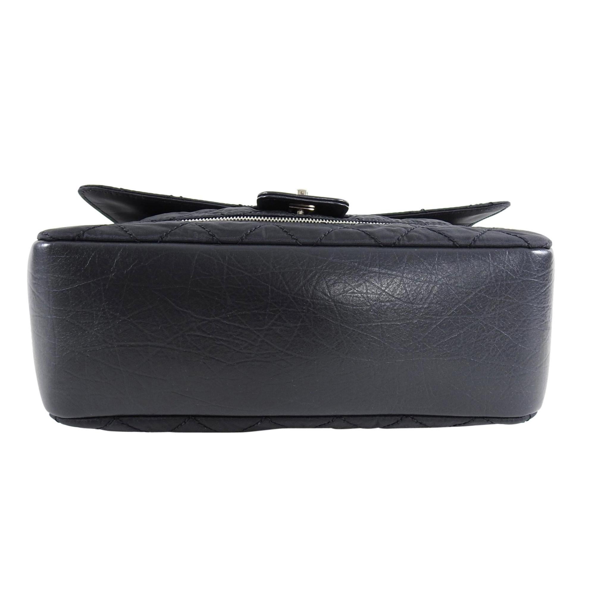 Chanel Black Nylon Matelasse Chain Flap Shoulder Bag For Sale 13