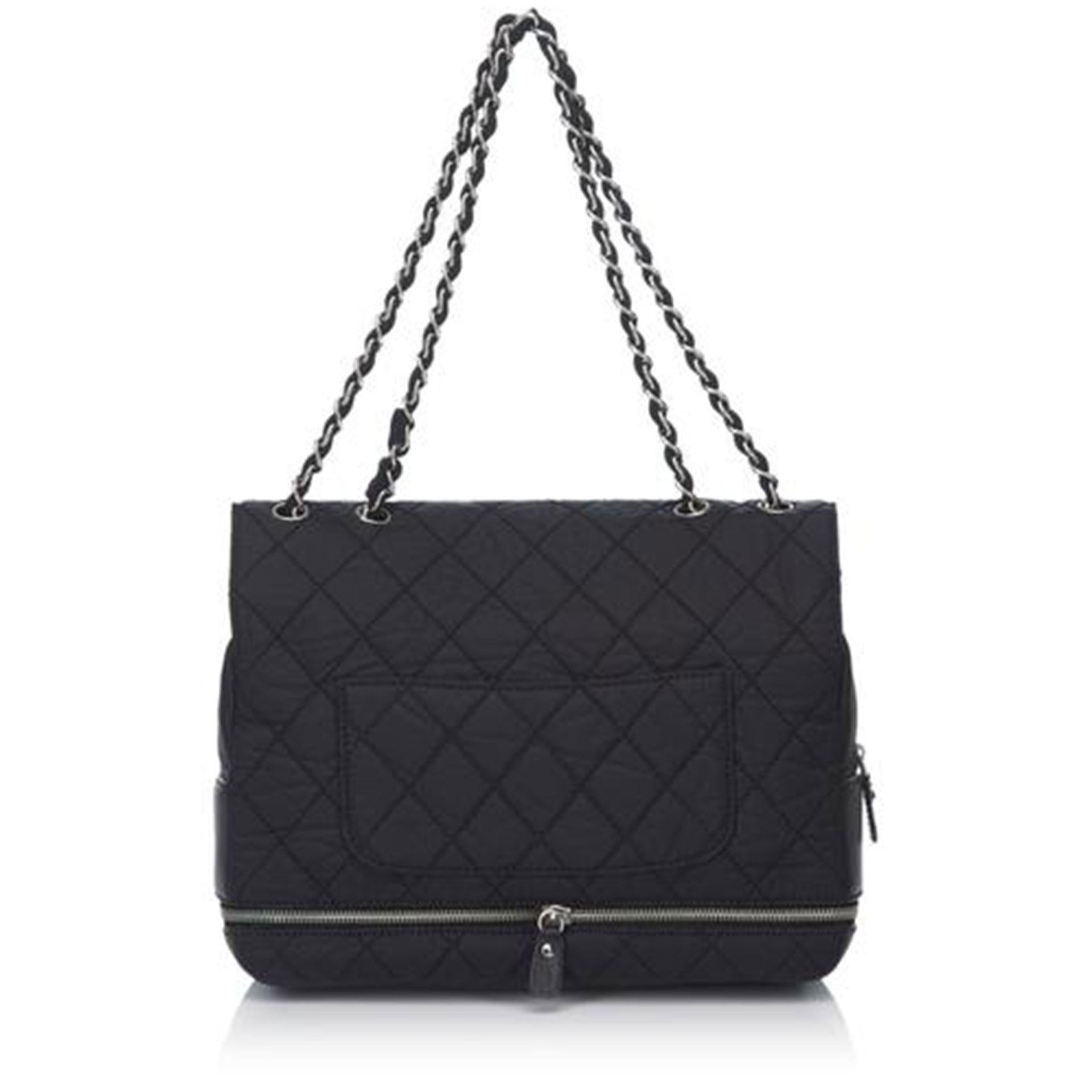 Chanel Black Nylon Matelasse Chain Flap Shoulder Bag For Sale 4