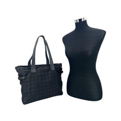 Chanel Black Nylon New Travel Line Tote Shoulder Bag 2000s