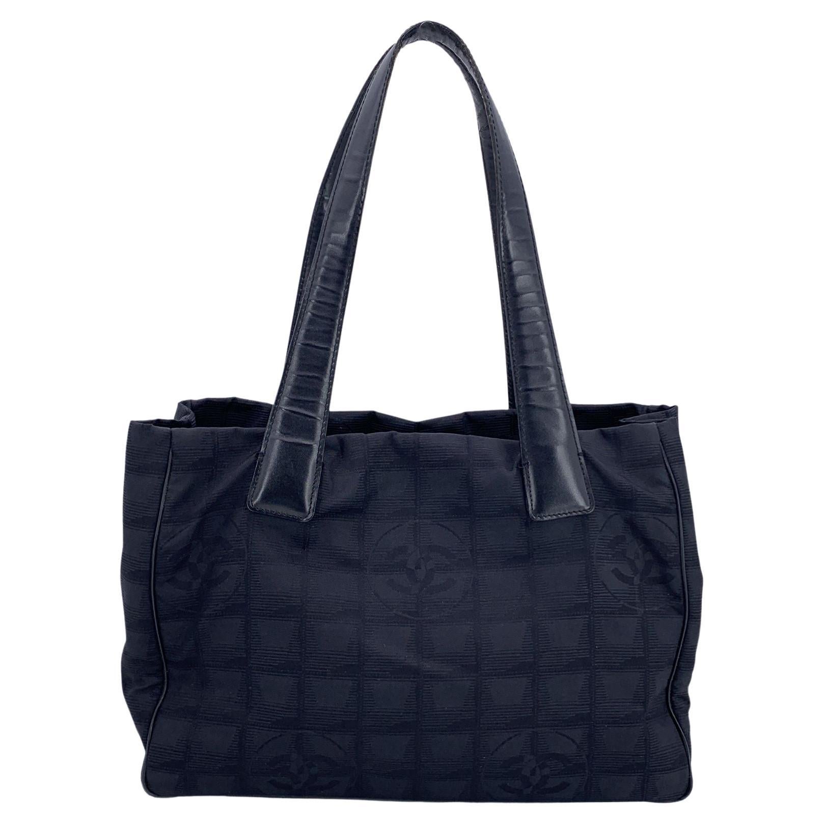 Chanel Black Nylon New Travel Line Tote Shoulder Bag 2000s For Sale