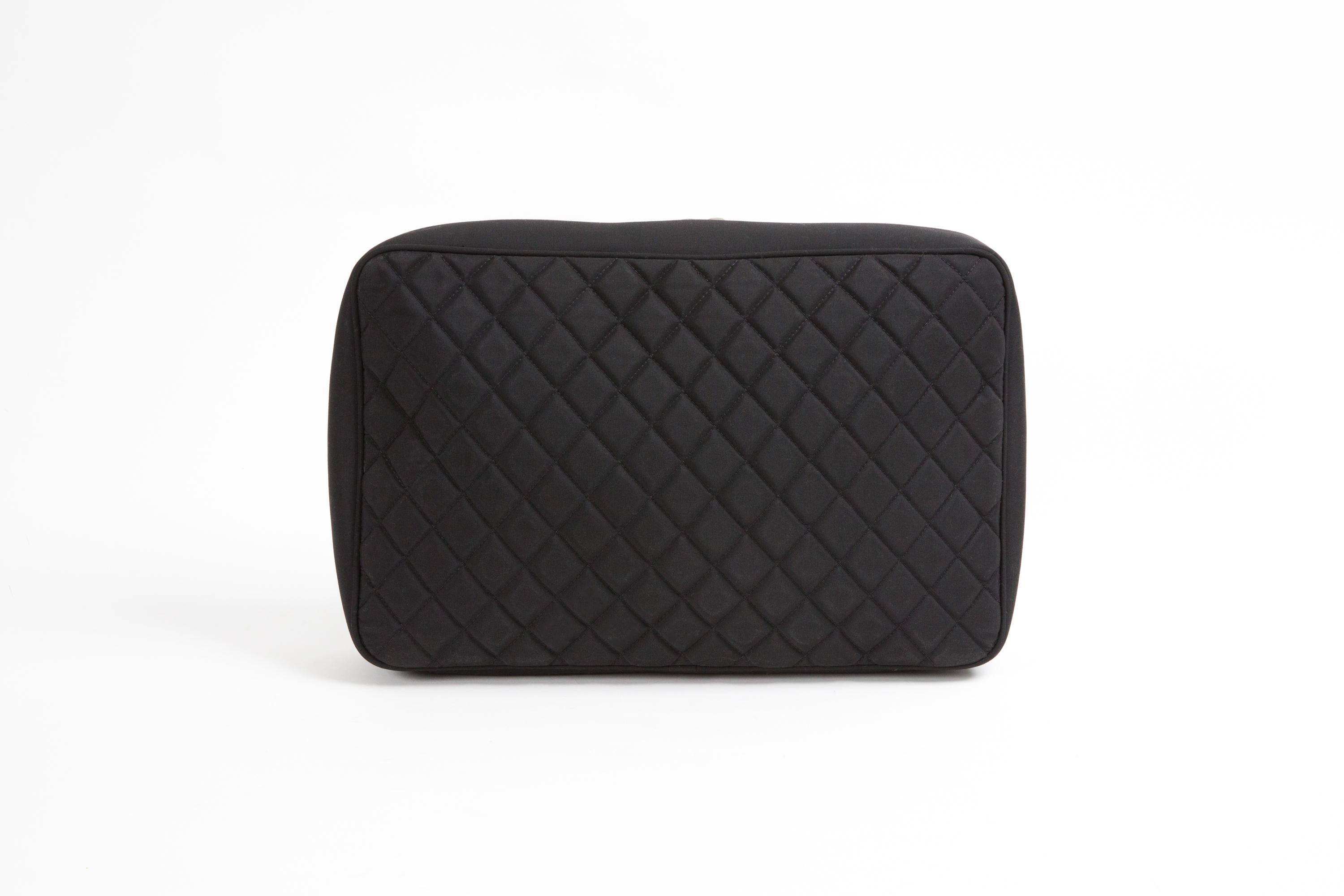 Women's or Men's Chanel Black Nylon Quilted Large Clutch Case For Sale