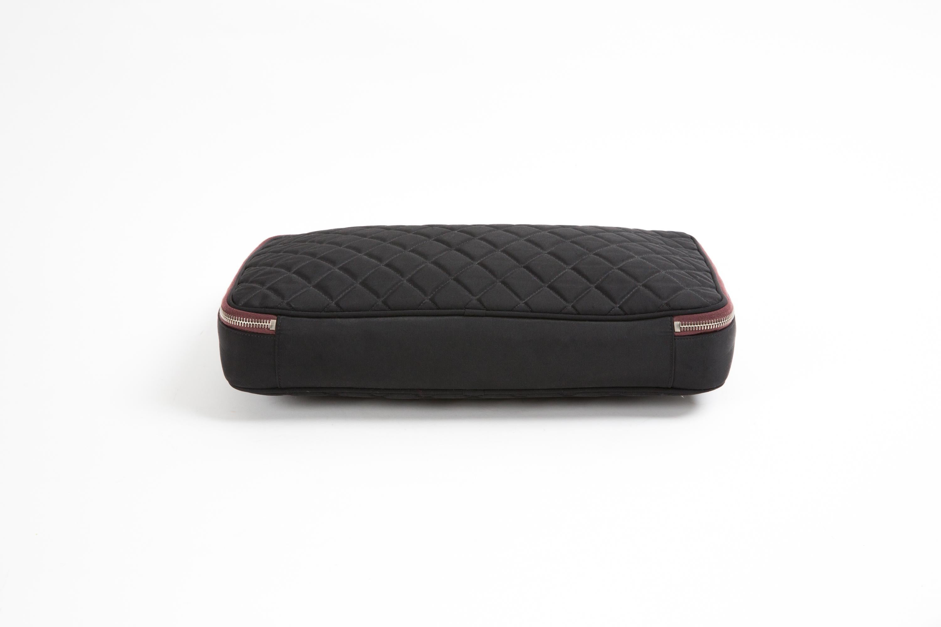 Chanel Black Nylon Quilted Large Clutch Case For Sale 1