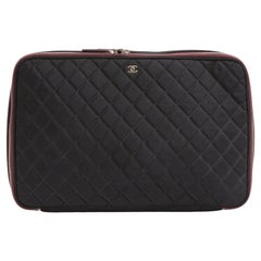 Chanel Black Nylon Quilted Large Clutch Case
