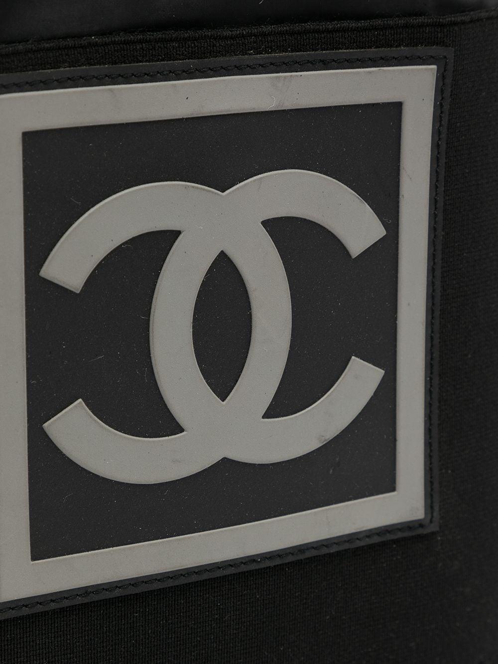 Chanel Black Nylon Shopping CC Logo Mesh Sport Backpack For Sale 3