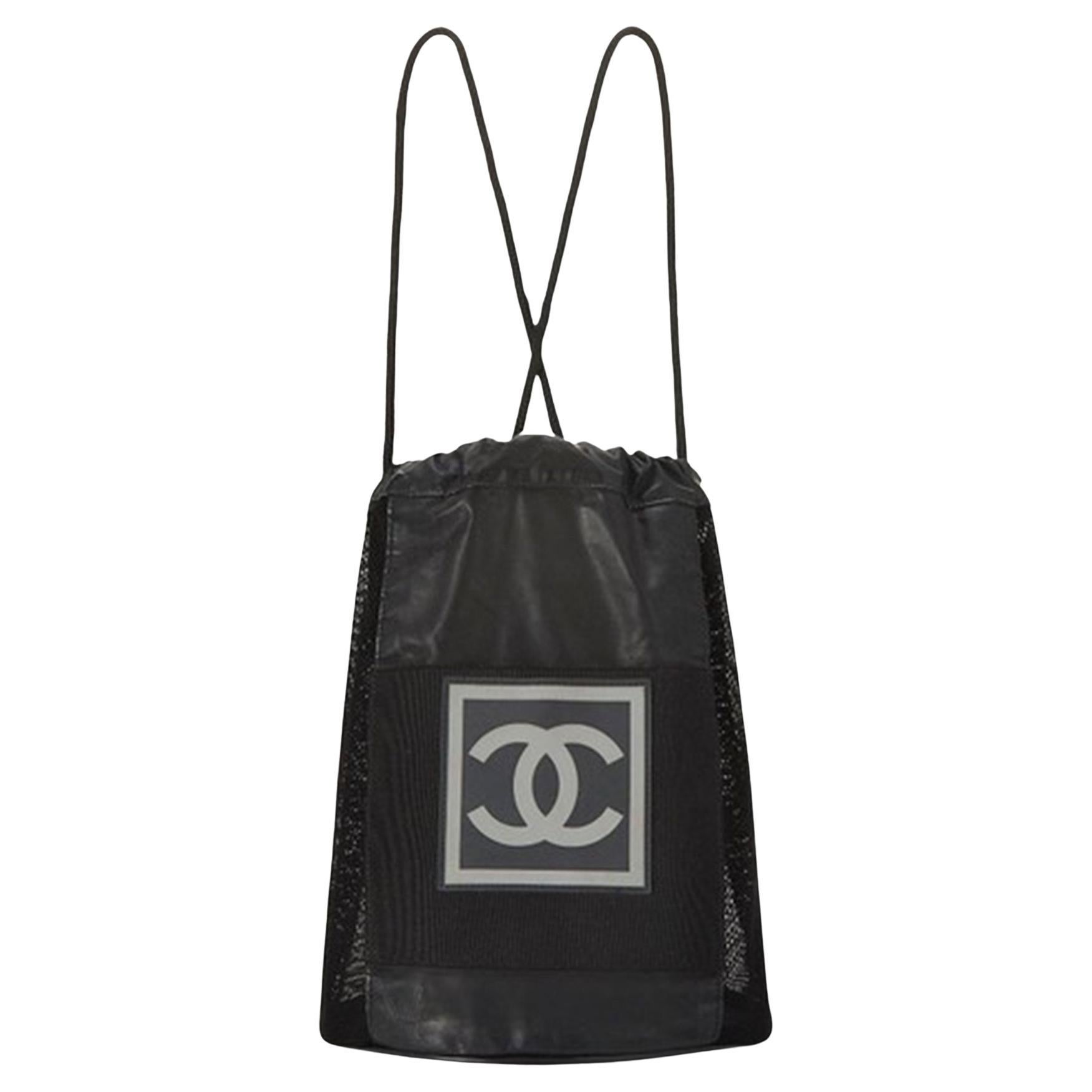 Zaino sportivo in nylon nero Chanel Shopping CC Logo Mesh