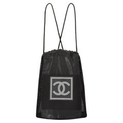 Zaino sportivo in nylon nero Chanel Shopping CC Logo Mesh