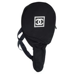 Chanel  Black Nylon Sport Canvas Tennis Racquet Cover Crossbody Bag