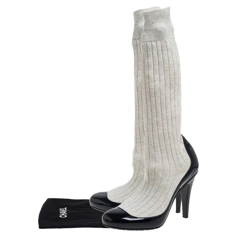 chanel sock boots black