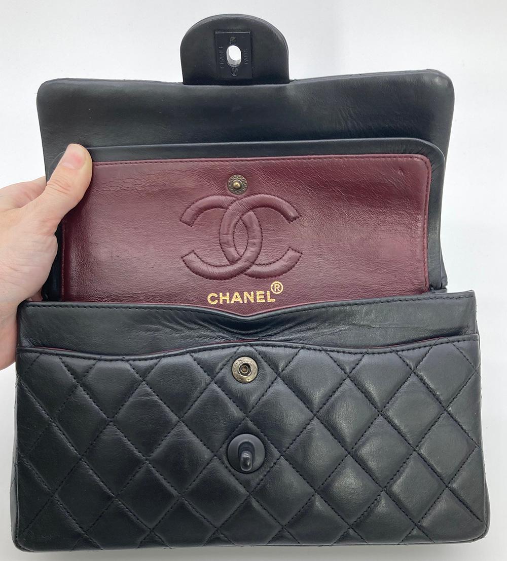 Chanel Black on Black 9 inch Small 2.55 Double Flap Classic  8