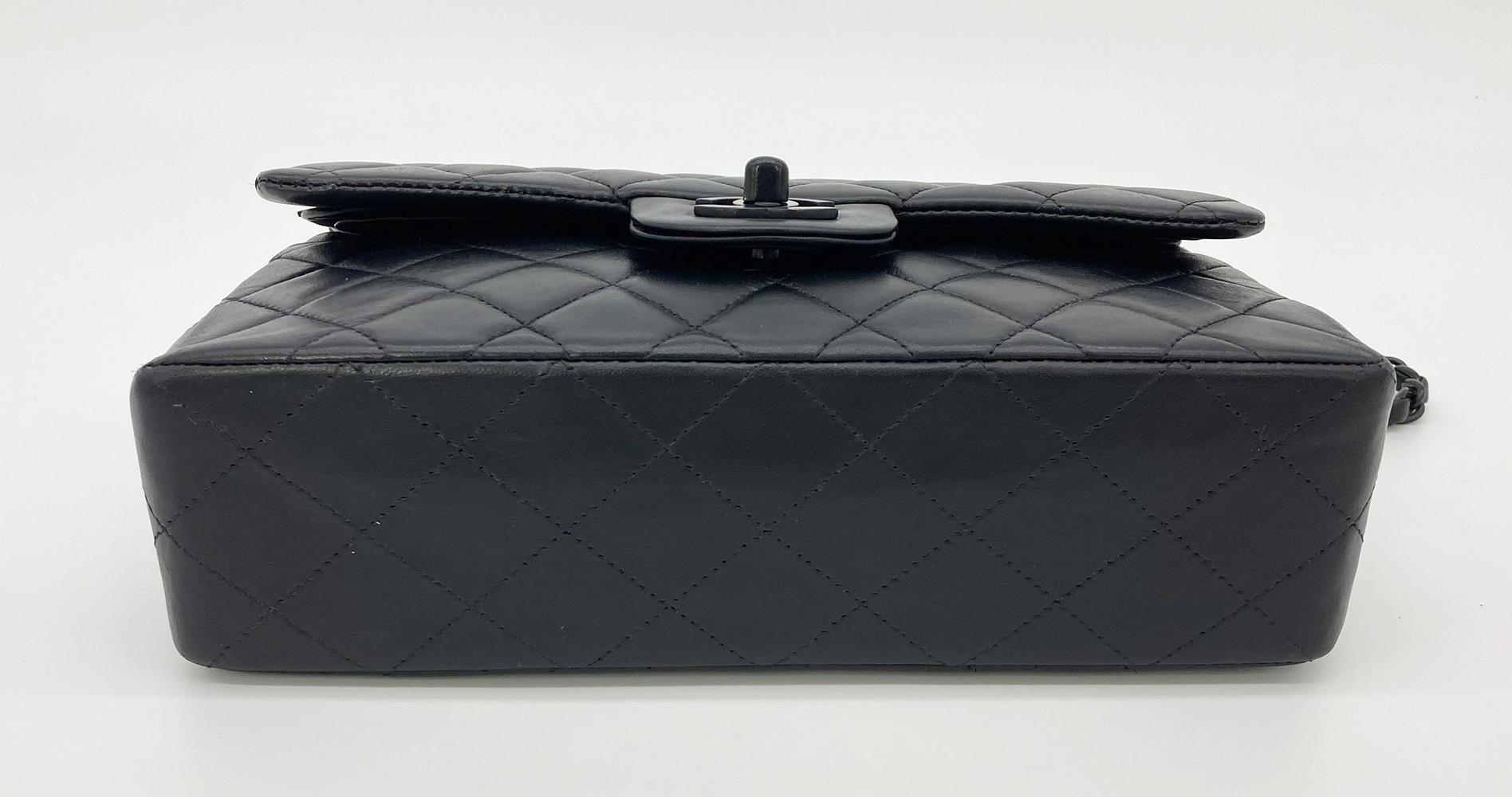 Chanel Black on Black 9 inch Small 2.55 Double Flap Classic  1