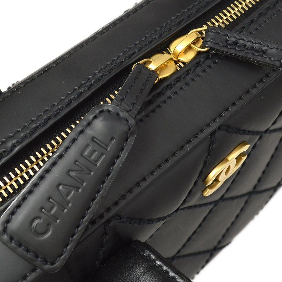 Chanel Black on Black Leather CC Gold Small Mini Top Handle Satchel Bag In Good Condition For Sale In Chicago, IL