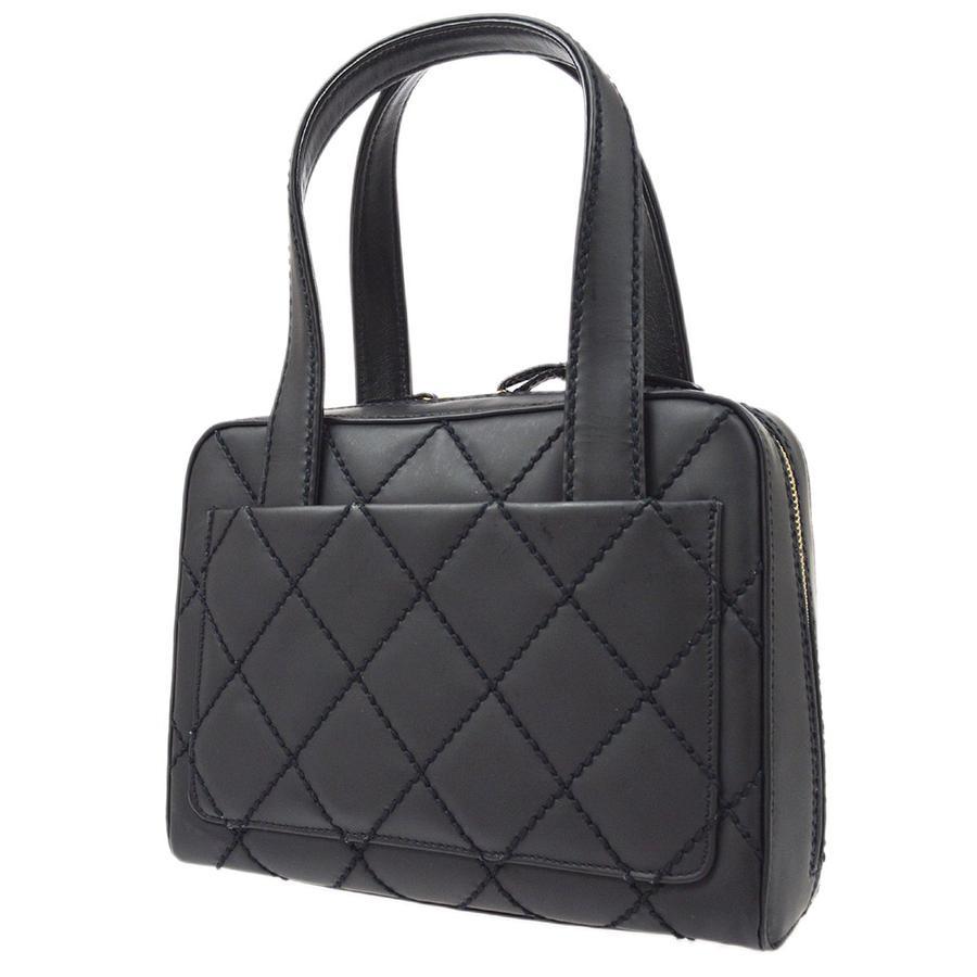 Women's Chanel Black on Black Leather CC Gold Small Mini Top Handle Satchel Bag For Sale