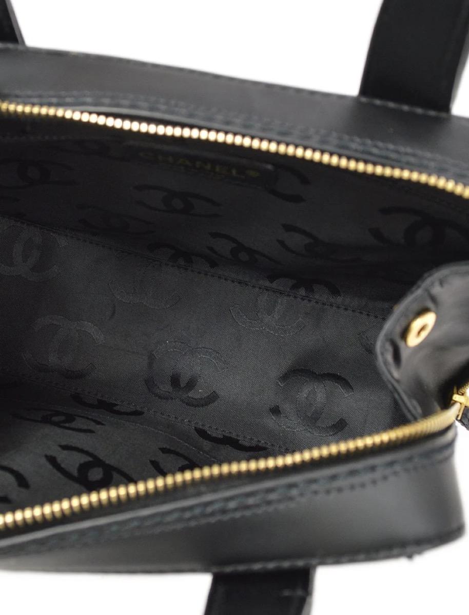 Chanel Black on Black Leather CC Gold Small Mini Top Handle Satchel Bag For Sale 2